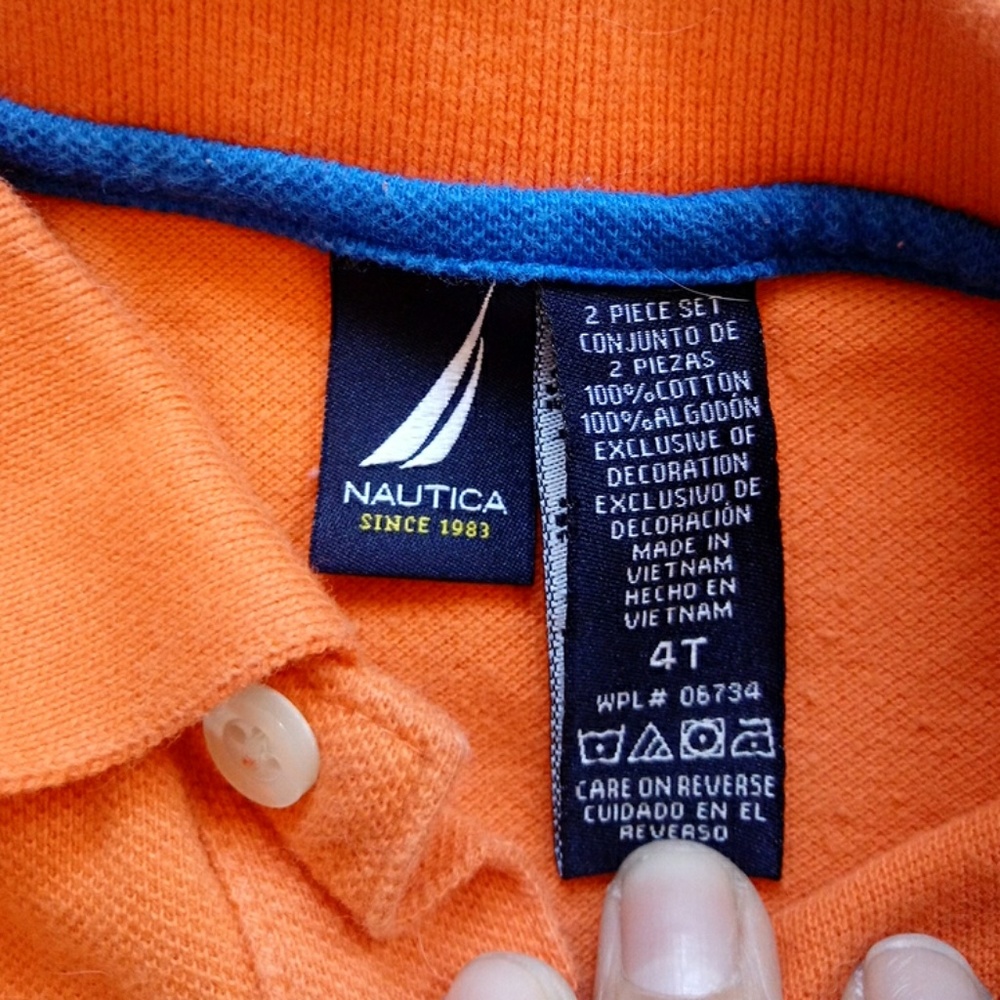Boys size 4T orange Nautica Polo - Picture 2 of 3